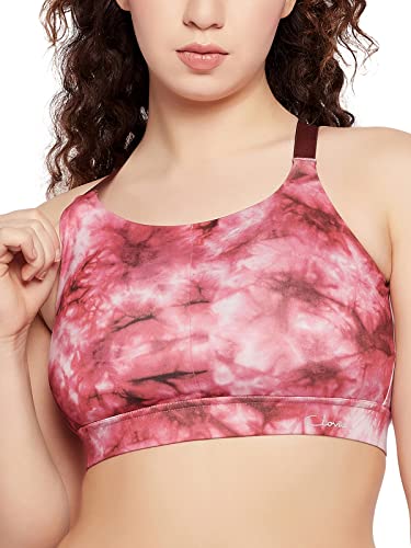 Image of Clovia Women's Polyester Impact Padded Printed Sports Bra With Removable Cups