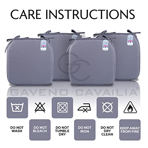 GC GAVENO CAVAILIA Pack of 4 Chair Pads Office Garden Chair 38X38 Cm - Indoor Outdoor Removable Cover Square Seat Pads For Dining Chairs - Patio Kitchen Cushion Pads With Ties, Charcoal - Cosy Home Interiors GC GAVENO CAVAILIA Pack of 4 Chair Pads Office Garden Chair 38X38 Cm - Indoor Outdoor Removable Cover Square Seat Pads For Dining Chairs - Patio Kitchen Cushion Pads With Ties, Charcoal - Image 3