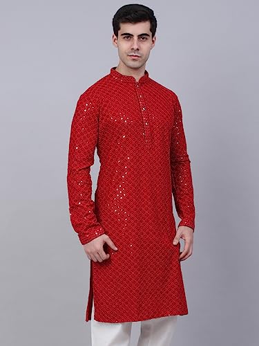 Jompers Men's Chikankari Embroidered and Sequence Kurtas