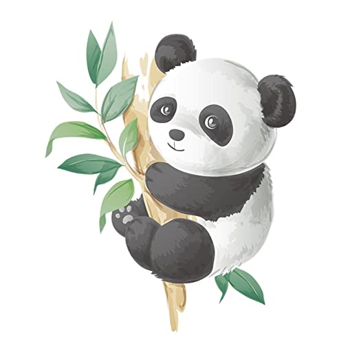 Sticker Mural Panda Bambou, Stickers Muraux Aquarelle, Autocollants Muraux Enfants, Stickers Muraux Animaux, Autocollants Muraux Panda Pour Chambre d'Enfant Chambre Salon Porte Fenêtre, 46 x 37 cm