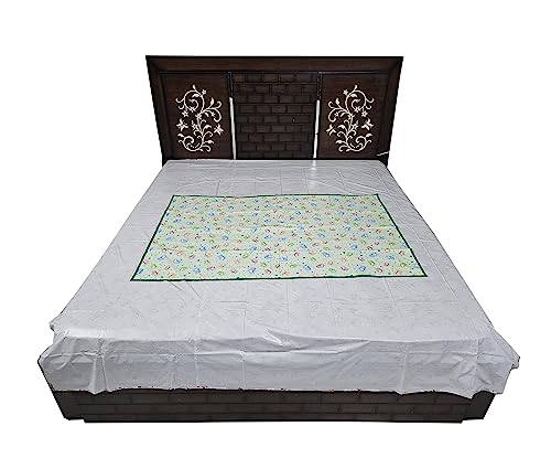 Image of EcoSoft Plastic Sheet,PVC Sheet for Kids,Rubber Sheet for Babies,Bed Wetting Protector(90 x 135 cm) (Blue Alphabet & Green Star Bear)