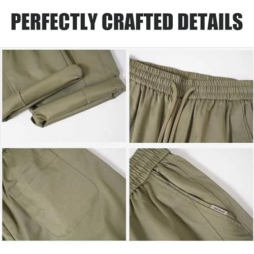 Tongzone Mens Relaxed Casual Pants Quick Dry Elastic Waist Drawstring with Pockets Lightweight Workout Athletic Walking3