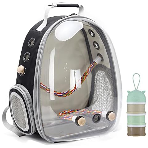 SOURCER Rucksack für Vögel, Bubble Bird Travel Carrier Rucksack mit Edelstahl-Tablett und Stehstange Cover