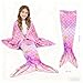 Wearable Mermaid Tail Blanket for Girls and Teenagers, Soft Flannel, Pink and Purple Fish-Scale Pattern, All Seasons