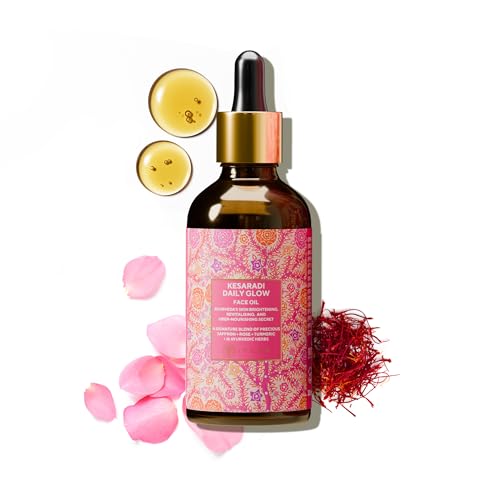 Óleo facial iYURA Kesaradi | Hidratante ayurvédico 100% natural para pele seca e sensível com açafrão, cúrcuma e rosa | reduz o aparecimento de rugas