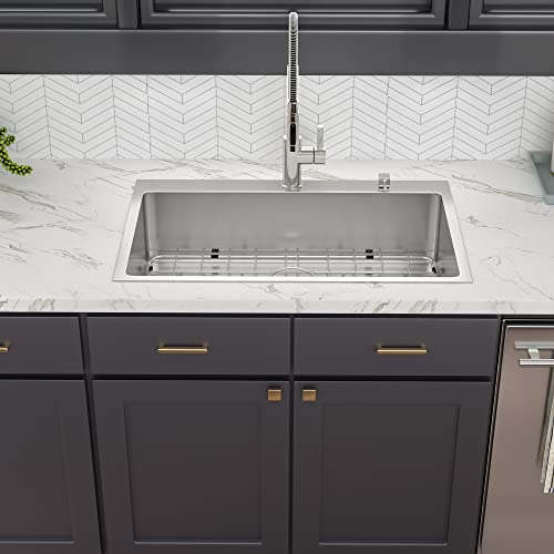 30 Kitchen Sink Drop In - Lofeyo 30"X22" Stainless Steel 16 Gauge Round Corner Single Bowl Drop In Topmount Kitchen Sink Basin #TOP2