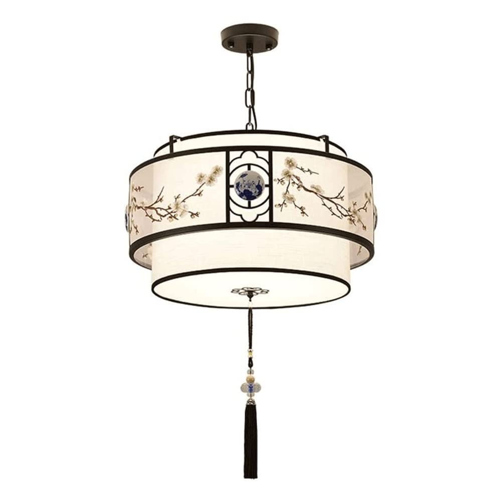 LUOYAOB Modern Chandelier New Chinese Style Round Chandelier Retro Chinese Style Zen Pendant Light Ceiling Hanging Lamp Fixture for Living Room, Restaurant Study Room Tea Room Bedroom Hotel