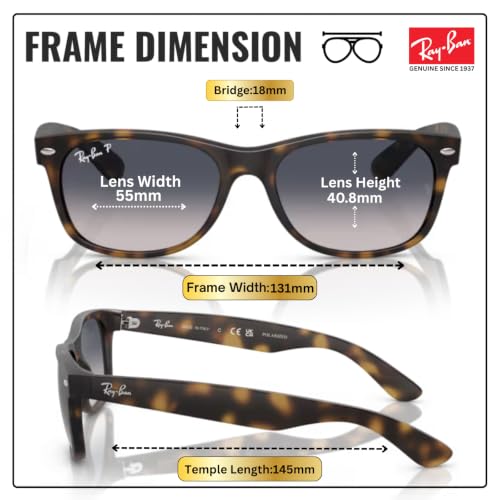 Image of Ray-Ban RB2132 NEW WAYFARER CLASSIC Square Shaped Sunglasses for Men & Women with Official RAYBAN Eyewear Kit
