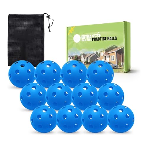 FINGER TEN Practice Golf Balls Limited Flight Training (Blue, 12 Pack)