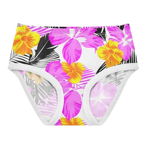Cotton Girls Underwear Toddler Tropical Flowers Hibiscus Pink Girl Panties Cute Fancy Briefs Girls Undies 2t