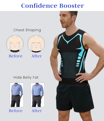 Image of Compression Shirt Men Slimming Body Shaper Vest Crewneck Workout Tank Top