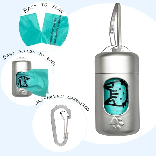 Image of Dog Poop Bag Dispenser for Leash with Snap Clip, Skin-friendly Texture Waste Bag Holder for Dog Walks and Cats, Pets Litter Bag Container, Indoor & Outdoor Use (Metal Color, 1)