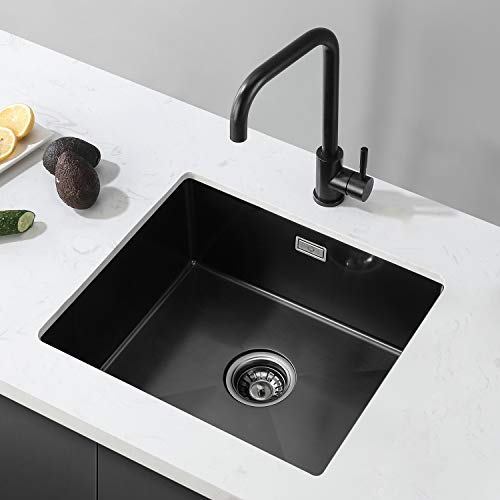 Dunkelgraue Einbauspüle aus Edelstahl 50 * 43 * 18.5 CM | Für Aufliegende, Unterbau und Flachbündige Montage