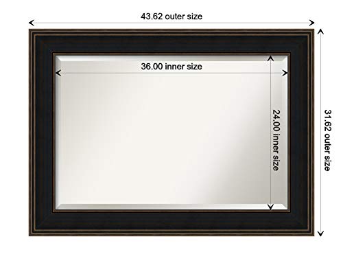 Amanti Art Beveled Wood Wall Mirror (31.5 X 43.5 In.), Mezzanine Espresso Frame - Bathroom Mirror Brown, Large #TOP3