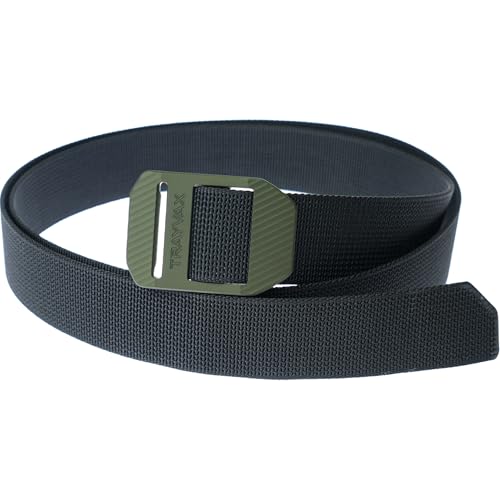 Image of Trayvax Tactical Belt, Nylon Web Cinch Belt for Men and Women, Outdoor Hiking and Military Accessories, CNC Machined