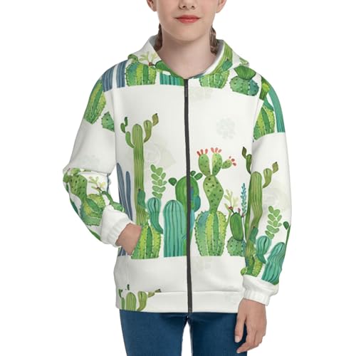 Cartoon Cactus Kids Pullover Hoodies Boys Zip Up Sweatshirts Girls Athletic Clothes with Pocket3