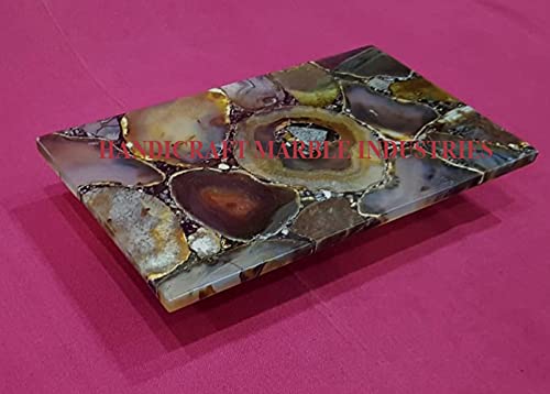 Gift for Mother, Gift for Sister, Gift for Wife, Best Gifts for Christmas 2021, Dining Table Serving Plate Brown Agate, Serving Trivet, Cheese Board, Butter, Cake Pastry Platter, Heavy Discount Offer