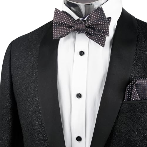 Image of Alizeal Mens 2pcs Solid Self-tied Bow Tie Set | Alizeal Mens 2pcs Self-tied Solid /Animal Bow Tie and Pocket Square Set Perfect for Wedding Business Formal Events