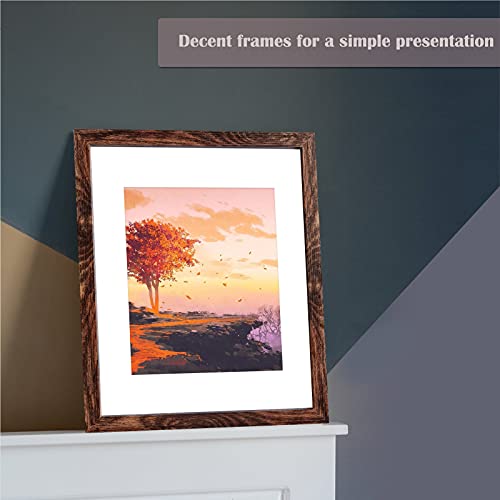 Seseat 11X14 Picture Frame Pack Of 4,Display Pictures 8X10 With Mat Or 11X14 Without Mat,Wall Mounting Photo Frame, Rustic Brown #TOP2