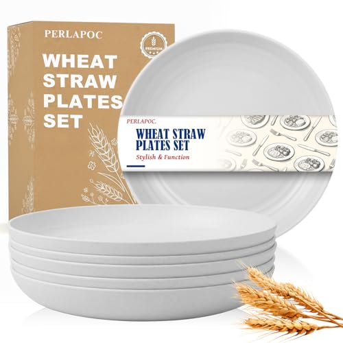 Image of Wheat Straw Dinner Plates Set of 6, 9In Unbreakable Plate for Kids