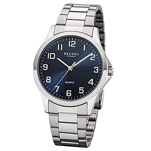 REGENT Herren Analog Quarz Uhr mit Edelstahl Armband 11150619