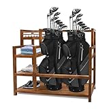 ゴルフクラブ ラック 木製ゴルフ収納ガレージオーガナイザーガレージゴルフバッグスタンド 2 ゴルフバッグ機器アクセサリー ゴルフ収納オーガナイザー