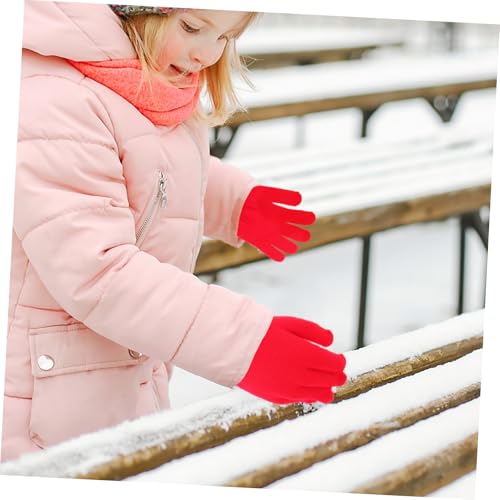 Knit Winter Gloves for Ages Solid Color Full Finger Warm Gloves for Boys and Lightweight Stretchy Design for Cold Weather Outdoors Red4