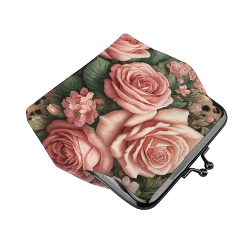 Pu Leather Buckle Coin Purse Leopard-Print-Elegant-Rose Girls Kiss-Lock Change Purse Wallets3