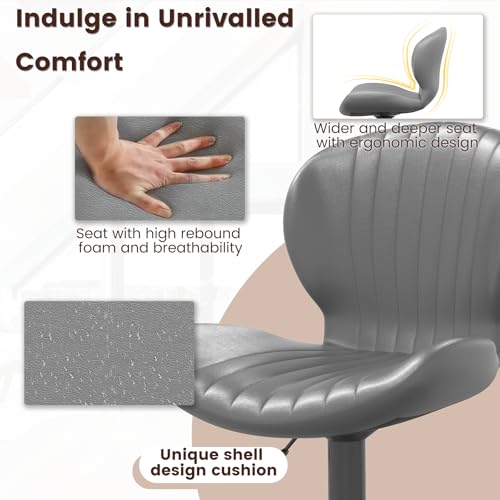 Image of Waleaf Modern Adjustable Bar Stools Set of 4, Faux Leather Upholstered Swivel Counter Stools, Counter Height Bar Stools with Large Base, Easy 5 Minute Assembly for Kitchen Island