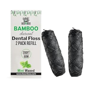 Dental Floss Refill Heads, Charcoal Woven Thread Spools, 2 Pack, 200FT (Mint)