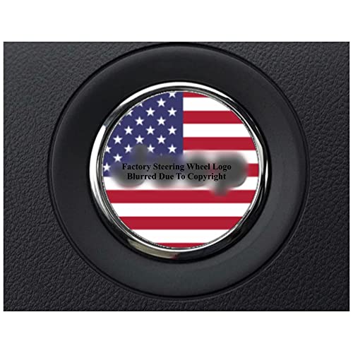 OverlayUSA Red White Blue American Flag Steering Wheel Circle Decal Compatible with Jeep Wrangler Cherokee Compass Renegade & More, Blue,white,red