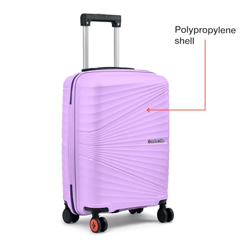 Image of Nasher Miles Golden Gate Hard-Sided Polypropylene Cabin Luggage 20 inch | 55cm | 8 Wheels Small Trolley Bag for Travel | Suitcase Purple & Dark Purple