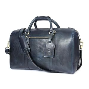 Leather Travel Duffel Bag | Gym Sports Bag Airplane Luggage Carry-On Bag | Gift for Father’s Day By Aaron Leather Goods (Hickory Gift Set)