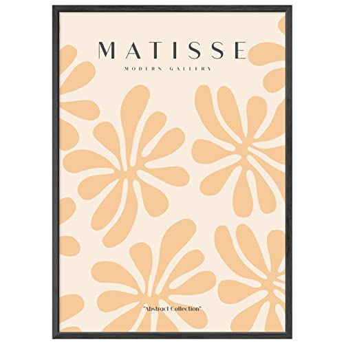 JUNOMI® Matisse - Póster de Matisse DIN A2, diseño bohemio, minimalista, lineal, abstracto, con marco negro Cover