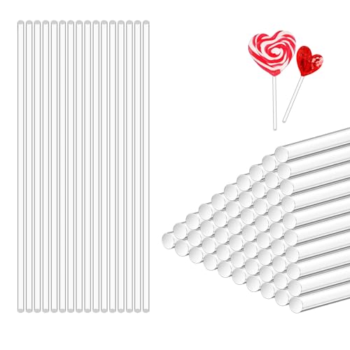 ANMEISH 100 PCS Acrylic Cake Pop Sticks, 10CM Plastic Lollipop Sticks, Clear Lolly Sticks for Cake Pops,Cake Topper Sticks, Cake Making Accessories for Candy Dessert Chocolate(3mm Diameter)