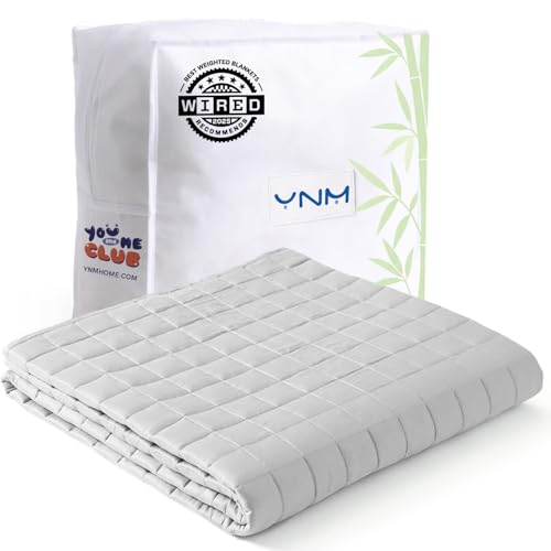 YnM Cooling Weighted Blanket for Adults, 20lbs Heavy Bed Throw for One Person of 190lbs, Perfect for Hot Sleepers or Warm Climates with Cooling Rayon/Glass Beads(60x80 Inches,Queen Bed, Light Grey)