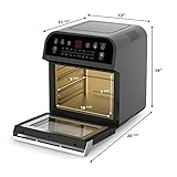 GoWISE USA GW44800-O Deluxe 12.7-Quarts 15-in-1 Electric Air Fryer Oven with Rotisserie and Dehydrator + 50 Recipes QT, Black/Silver