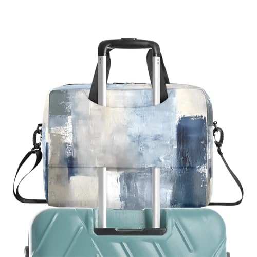 Bolsa para portátil gris azul beige con textura artística miniatura 7