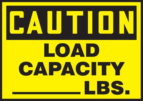 Étiquettes Caution Load Capacity LBS en vinyle adhésif jaune pour rayonnage de stockage