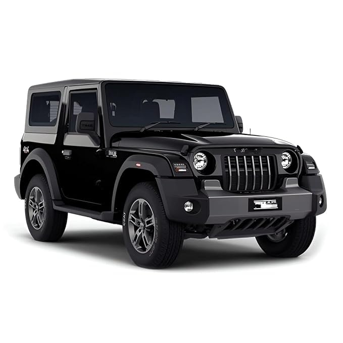 Image of Mahindra Thar 4x4 Toy Car 1:32 Die Cast Metal SUV Model Pull Back Vehicle with Opening Doors Rubber Tyres for Kids Gift Collectors (Black)