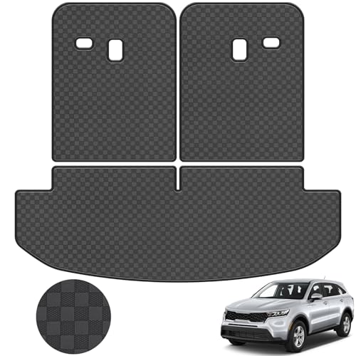 Cargo Mat & Backrest Mat for 2021-2025 Kia Sorento - Custom Fit PU Leather Cargo Liner and Rear...