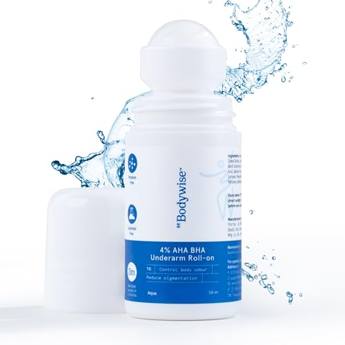 Be Bodywise Underarm Roll On |4% AHA BHA 1% Salicylic Acid, 2% Lactic Acid | Prevents Odour, Pigmentation | Brightens Skin, Kills Bacteria I Long Lasting I All Skin Types | 0% Alcohol I Aqua I 50ml