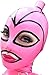 DORAFEI Latex Hood Mask Holiday Rubber Full Face Pink and Black Strips with Ponytail Wig Latex Mask (M, No tail and wigs)