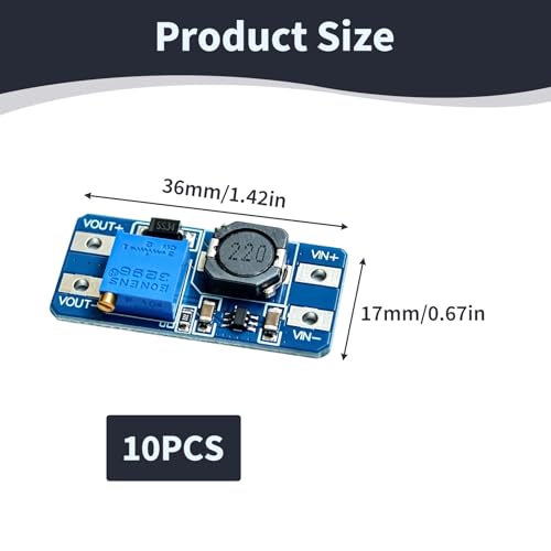 10 Pièces Convertisseur DC-DC, Step Up Boost Converter, Module Booster de Tension 2V-24V vers 5V-28V, Régulateur Élévateur 2A Max LED Ventilateur Moteur Alimentation DIY Projets Électroniques – vue 2