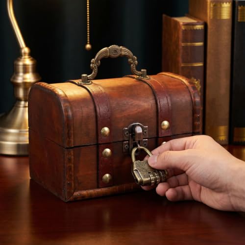 Cofres del tesoro pirata para evitar la pérdida de joyas y almacenar pequeños objetos con llave 7
