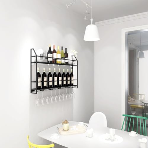 Soporte para botellas de vino de pared 60x12x62cm negro miniatura 3