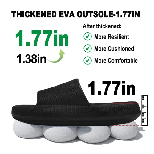 Geweo Cloud Slippers For Women Men Pillow Slippers Thicken Sole Cloud Cushion Slides Super Comfy Soft Foam House Slides Non Slip Shower Sandals Platform Black Slides Unisex 6.5-7.5Women/5.5-6.5Men #TOP1