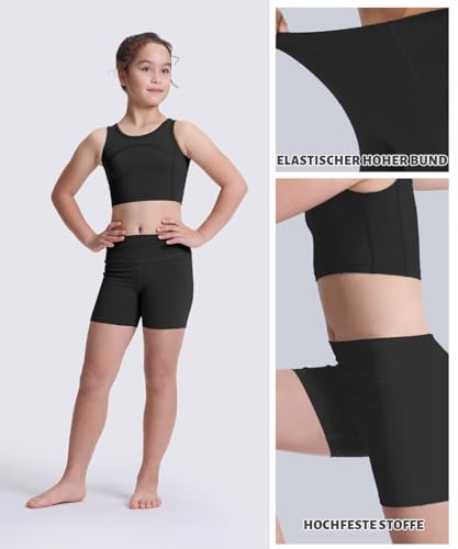 Roself Moment 3er Pack 4in Mädchen Shorts – Stretch Kurze Leggings für Kinder, Elastische High-Waist Scrunch-Radlerhose für 6-16 Jahre