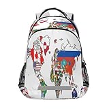 Bolaz Backpack Bookbag National Flag World Map...