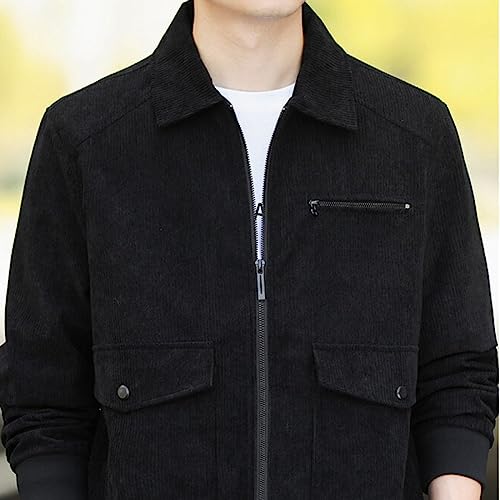 Kinkia Men's Corduroy Jacket Zip Up Long Sleeve Lightweight Casual Warm Fall Shacket Coat with Pockets3